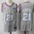 Men's & Youth Philadelphia 76ers #21 Joel Embiid Basketball Jersey City Edition Gray