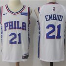 Men's & Youth Philadelphia 76ers #21 Joel Embiid Basketball Swingmen Jersey White