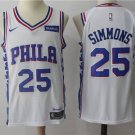 Men's & Youth Philadelphia 76ers #25 Ben Simmons Basketball Swingmen Jersey White