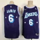 Los Angeles Lakers #6 Lebron James Jersey 75th Anniversary Diamond 2022 Purple City Edition