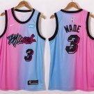Men's & Youth Miami Heat #3 Dwyane Wade Jersey 2021 Pink_Blue City Edition Swingman Basketball