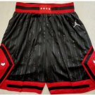 Men's Chicago Bulls Basketball Game Shorts Black Red Pinstripe Top Quality Dense Embroidery Pants
