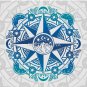 Journey to Moon Mountain Turquoise Navy Ombré Compass Rose Nature Mandala Pin