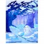 Magical Dreamy Winter - blue and purple whimsical illustration with a cute bunny Pin