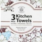 Set Of 3 Printed Microfiber Kitchen Towels Set 16_ X 19_ Flowers Brown Sl Gifts
