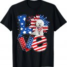 4th of July Decor Patriotic LOVE Bichon Frise Dog USA Flag T-Shirt