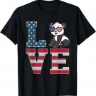 4th of July Decor Patriotic LOVE Panda American Flag T-Shirt