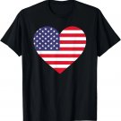 American Flag Heart 4th of July USA Love Patriotic Pride T-Shirt
