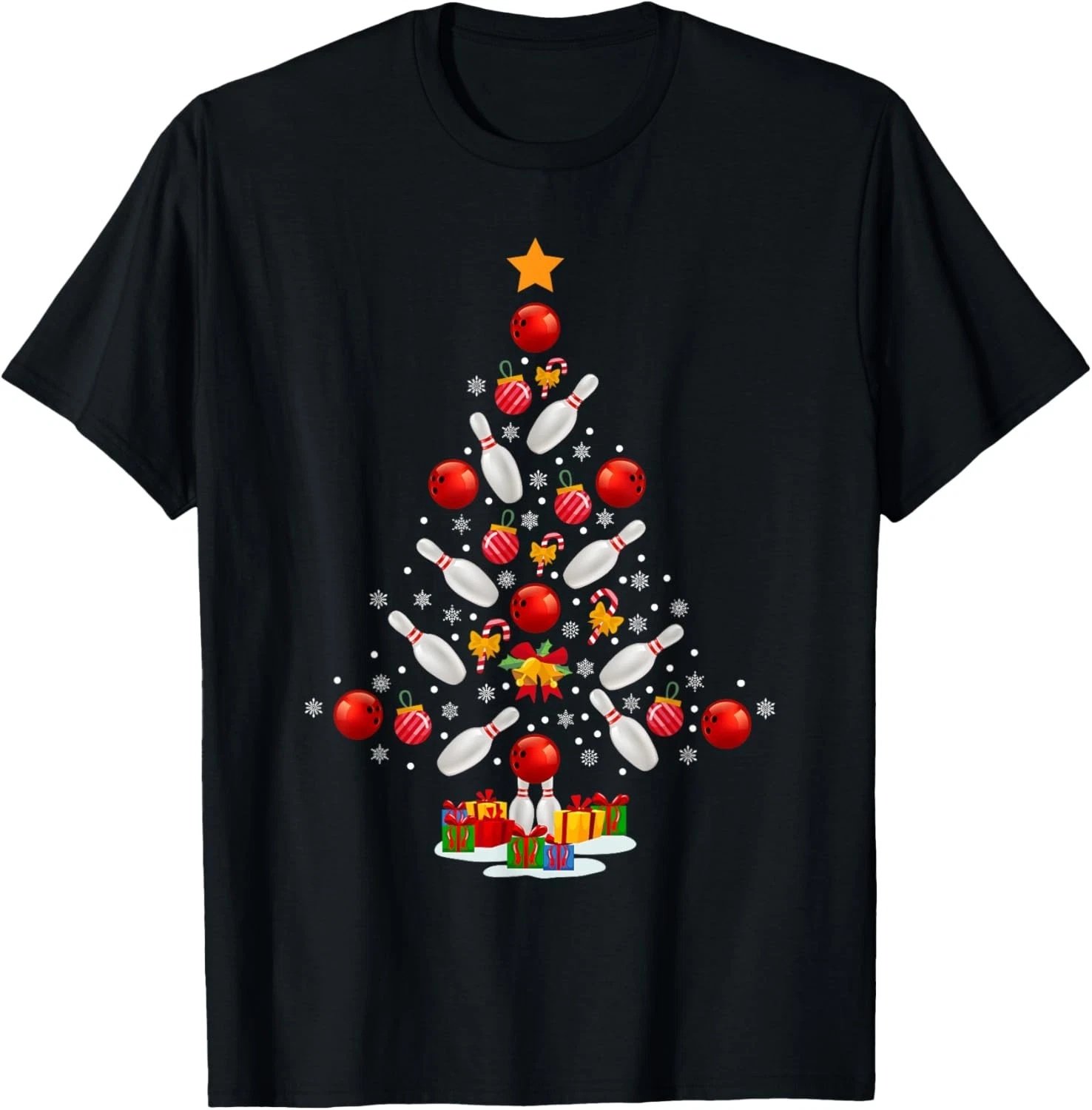 Bowling Christmas Tree Funny Bowling Lovers Novelty T-Shirt