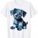 Cute Patchwork Denim Puppy Dog Art Funny Dog Denim Men Women Gift Unisex T-Shirt