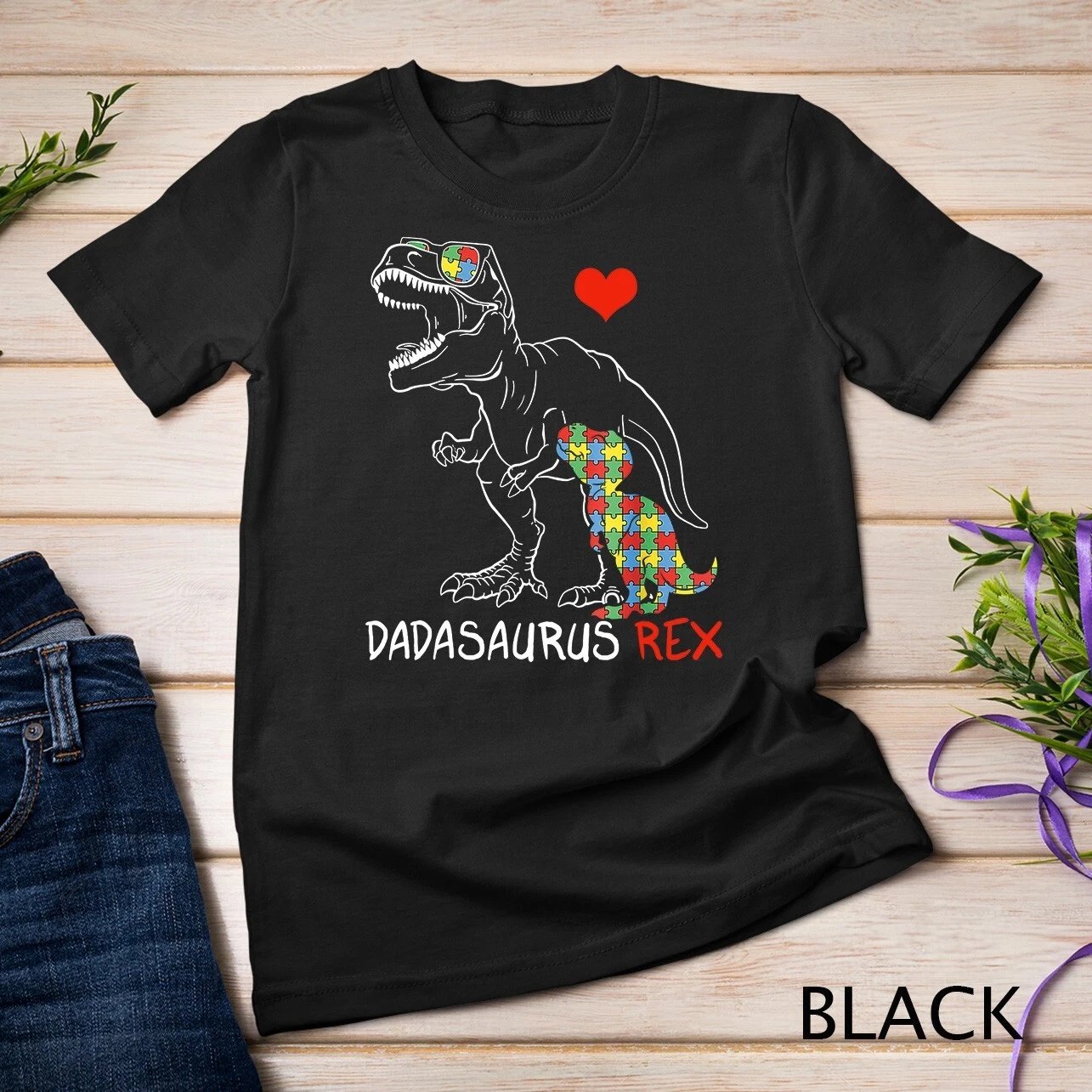 Dadasaurus Daddy Rex Autism Awareness Proud Dad Father's Day Unisex T-shirt