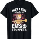 Girl Trumpet Player Saying Trumpeter Cat Owner Kitten Lover T-Shirt