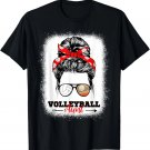 Volleyball Aunt Bleached Messy Bun Volleyball Auntie Love T-Shirt