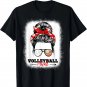 Volleyball Aunt Bleached Messy Bun Volleyball Auntie Love T-Shirt