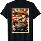 Vintage Otter Eating Ramen. Funny Anime Otter Ramen Lover T-Shirt