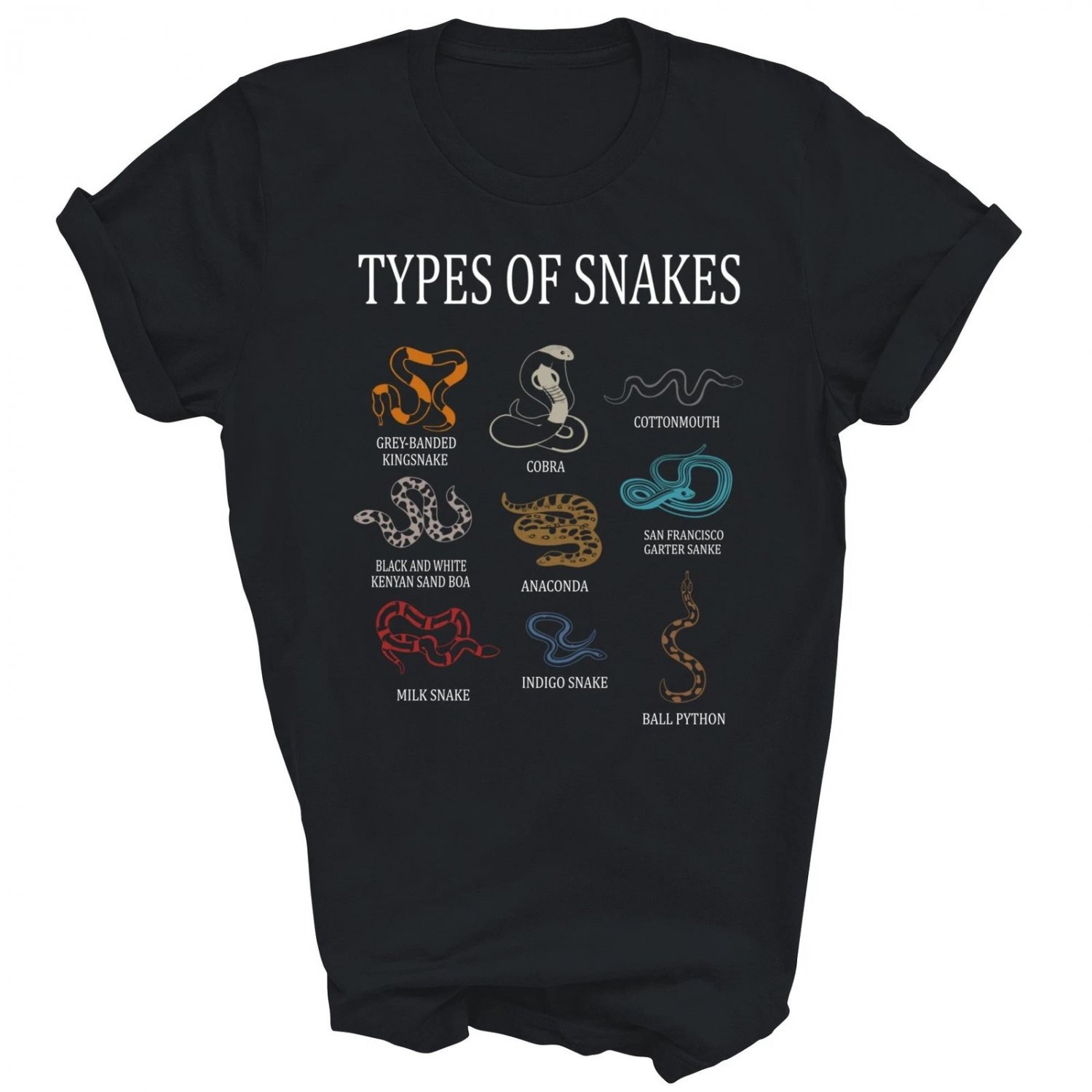 Types Of Snakes Educational Serpent Funny Unisex Shirt Gift T-Shirt