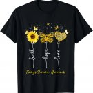 Ewings Sarcoma Awareness Faith Hope Love Leopard Sunflower T-Shirt