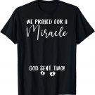 Funny Christian Mom to be Twins Pregnancy Announcement T-Shirt