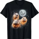 Funny Three Groundhog Moon 3 Groundhog Head Groundhog Day T-Shirt