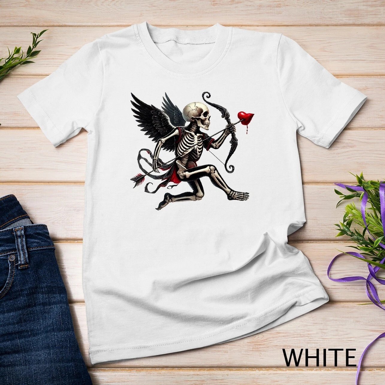 Gothic Valentine A Skeletal Cupid Strikes Funny T-Shirt Unisex T-shirt