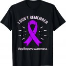 I Don't Remember Epilepsy Awareness Purple Ribbon Graphic T-Shirt
