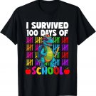 I Survived 100 Day Of School Dinosaur Happy 100th Day School T-Shirt