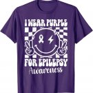 I Wear Purple For Epilepsy Awareness Smile Face Epilepsy T-Shirt