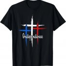 Independence Cross Christian 4th Of July US Flag Faith T-Shirt