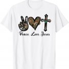 Leopard Jesus Cross Peace Love Jesus Christian Religious T-Shirt