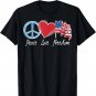 Patriotic Retro Peace Love Freedom USA Flag 4th of July T-Shirt