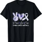 Peace Love Cure Periwinkle Ribbon Stomach Cancer Awareness T-Shirt