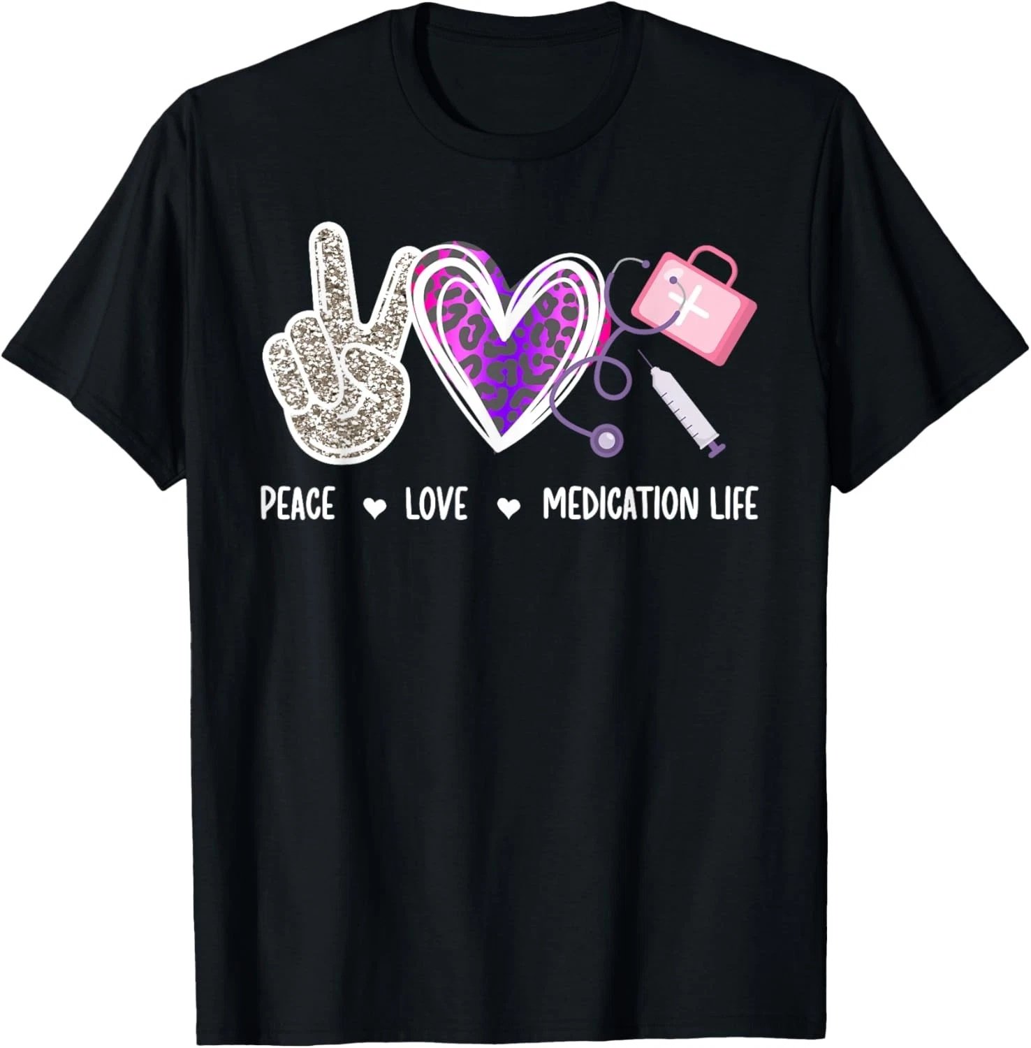 Peace Love Medication Aide Med Aide Medication Aides T-Shirt