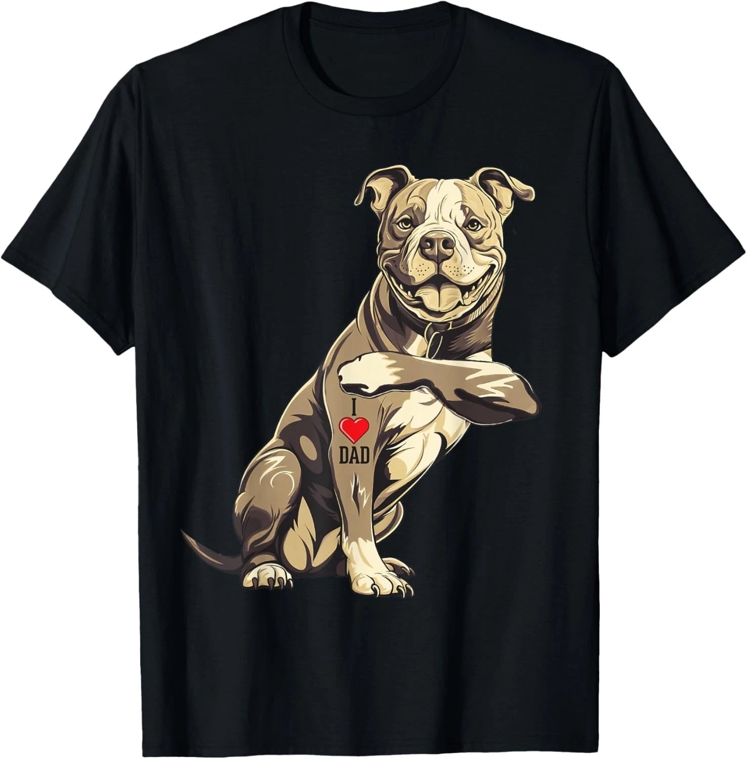 Pitbull I Love Dad Pit Bull Terrier Pettie Dog Owner Father T-Shirt