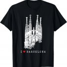 Sagrada Familia Vintage Skyline Spain Fan I Love Barcelona T-Shirt