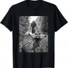 Scared Raccoon Selfie With Sasquatch Bigfoot , Funny Raccoon T-Shirt