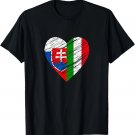 Slovakia Italy Heart Italian Flag Slovak Flag Love Heart T-Shirt