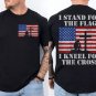 Stand for the Flag Kneel for the Cross T-Shirt Patriotic Christian Faith Tee