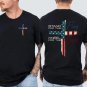 Stand for the Flag Kneel for the Cross T-Shirt Patriotic Christian Faith Tee