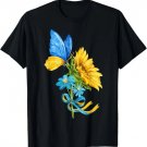 Sunflower Ukraine Flag Butterfly Shirt Ukrainian Flag T-Shirt