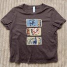 Bella+Canvas Women's Brown and Grey Crop-top