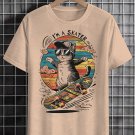 Men's Cool Cat I'm A Skater Art Illustration Print Casual T-Shirt