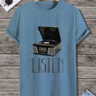 Men's Listen Retro Record Player Graphic Print T-Shirt