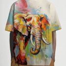 Men's Colorful Elephant Oil Painting Print Casual T-Shirt