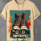 Men's Retro Hip Pop Record Music Illustration Print T-Shirt