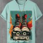 Men's Retro Hip Pop Record Music Illustration Print T-Shirt