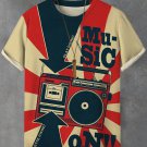 Men's Retro Nostalgia Phonograph Print Casual T-Shirt