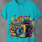 Men's Retro Nostalgia Fluid Phonograph Music Print T-Shirt
