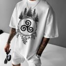Men's Viking Ancient Celtic Triskelion Pattern Print Casual T-Shirt