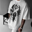 Men's Spooky Grim Reaper Cross Print Casual T-Shirt