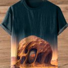 Men's Future Science Fiction Desert Night Sky Art Print Cotton And Linen T-Shirt